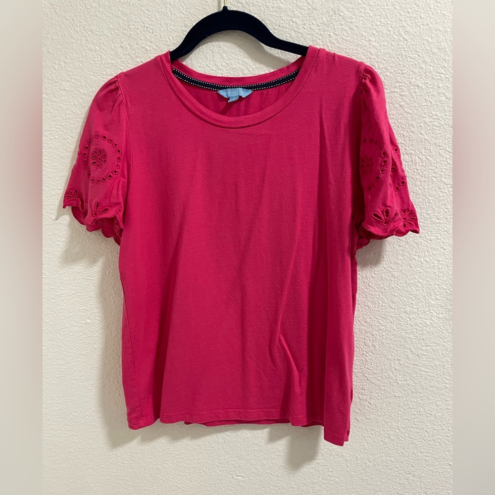 Draper James Women's Pink Eyelet Sleeve Top